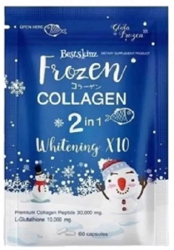 5 X Frozen Collagen Gluta 2 in 1 whitening x10, Reduce Acne, Freckle 60 Caps